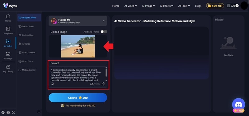 upload photo and add prompt