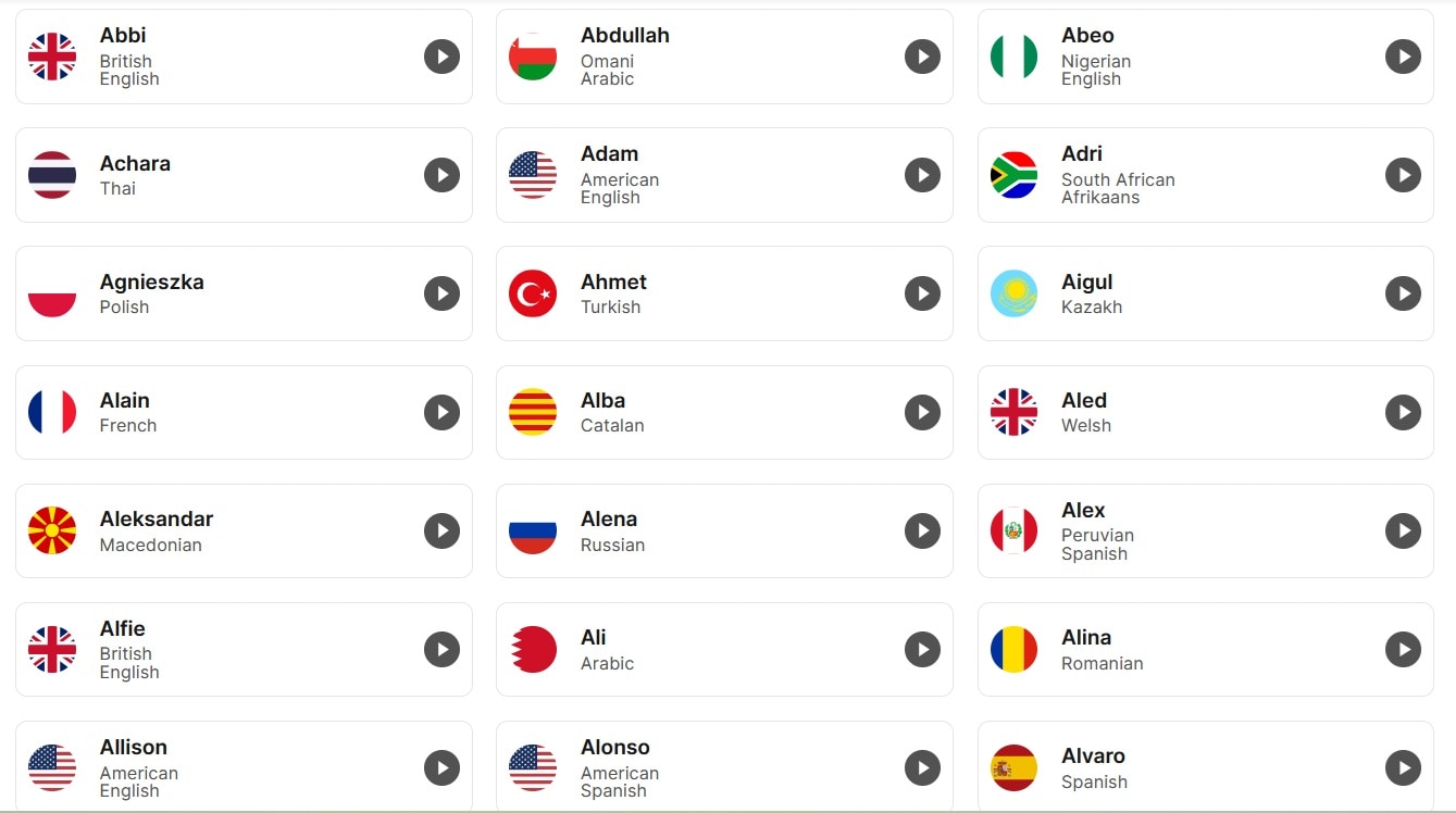 yepic ai languages and voices