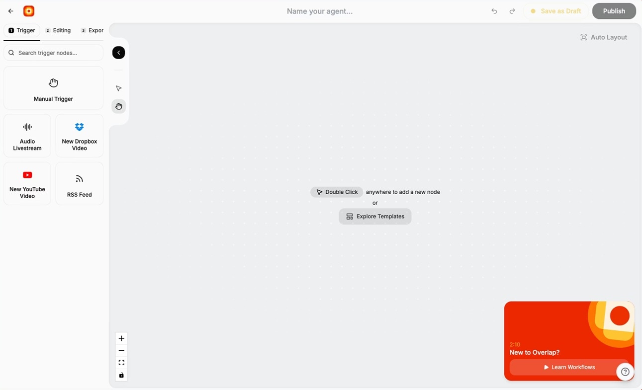 upload and edit clip in overlap ai