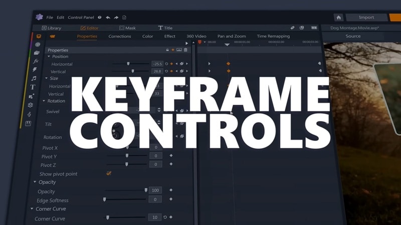 keyframe controls feature