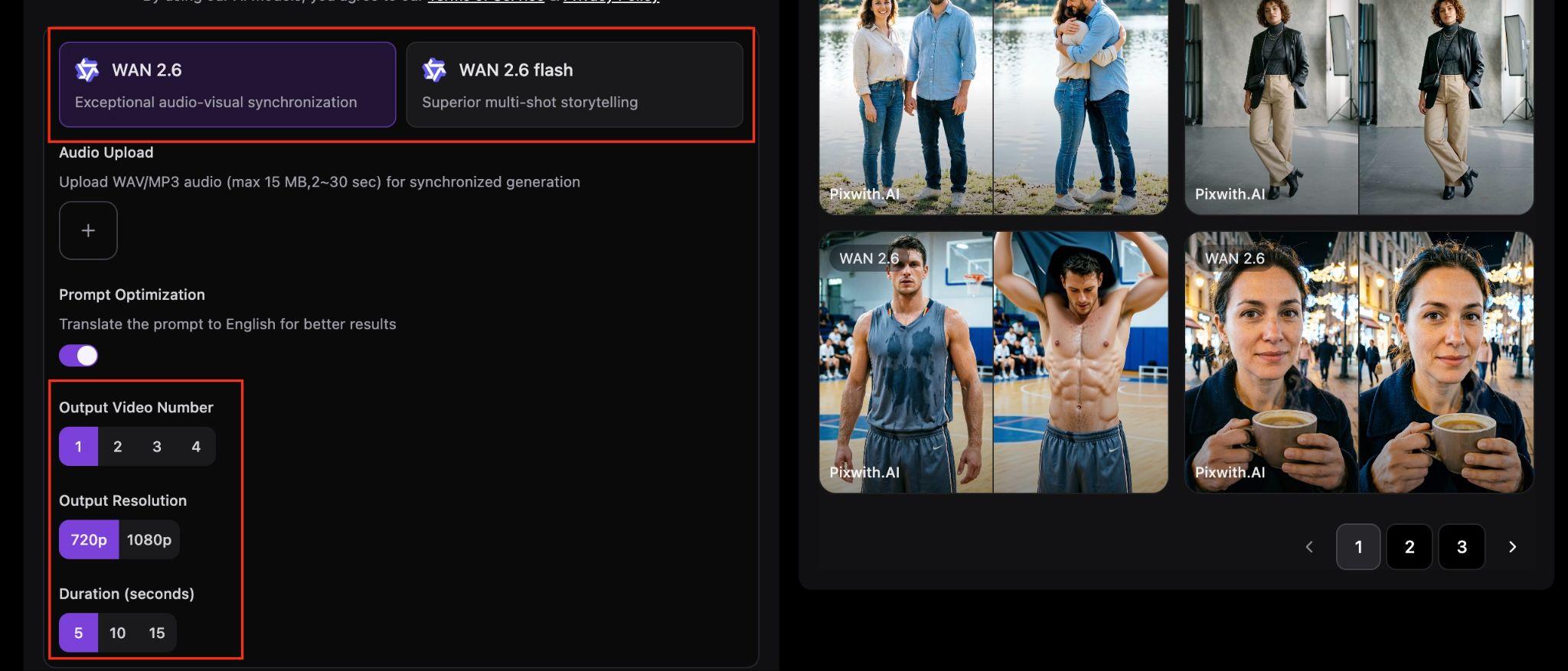 select a model and adjust settings
