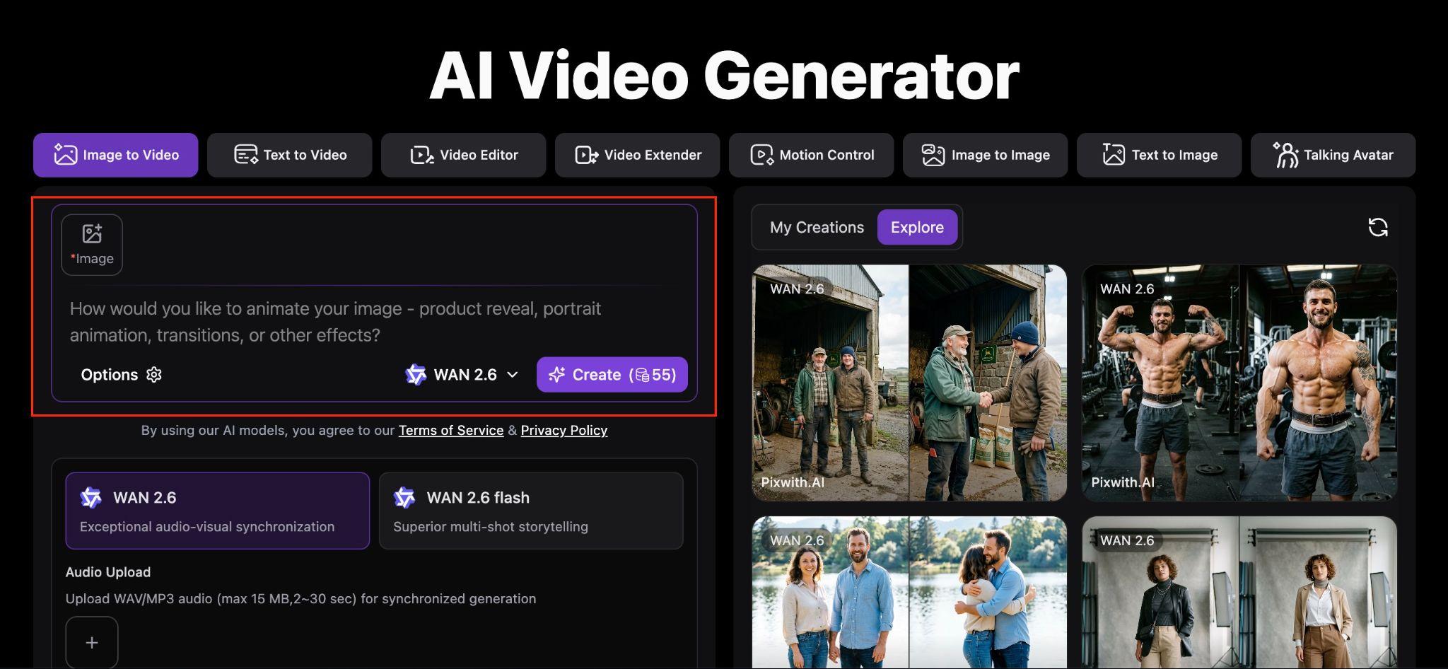 enter a prompt or upload image