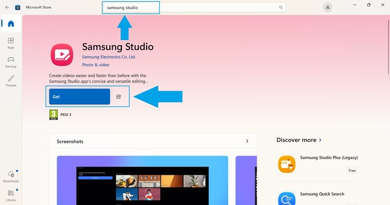 accessing samsung studio on windows