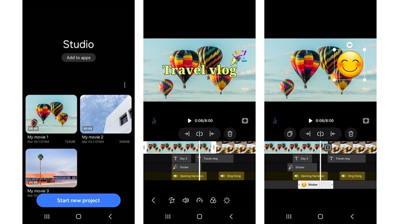 samsung studio app interface