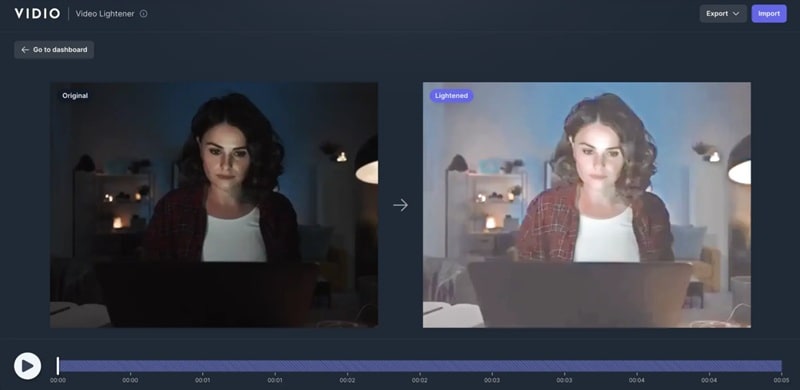 vidio.ai dark video enhancer