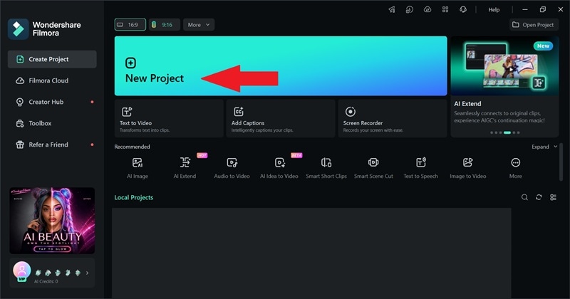 click new project