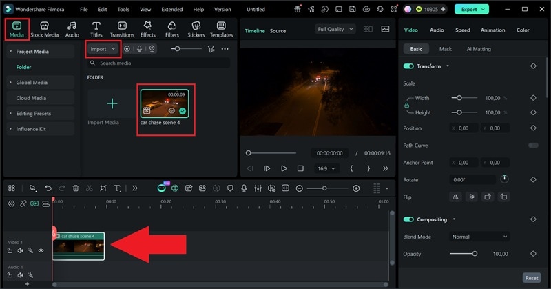 drag your clip to filmora timeline