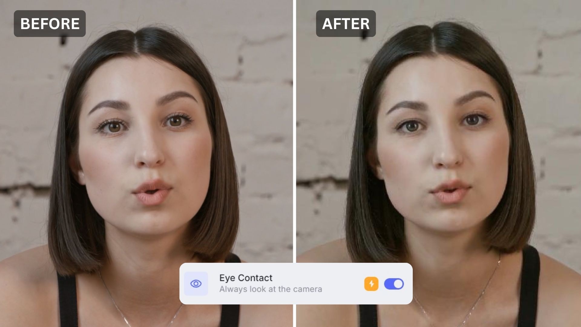 before after veed eye contact ai