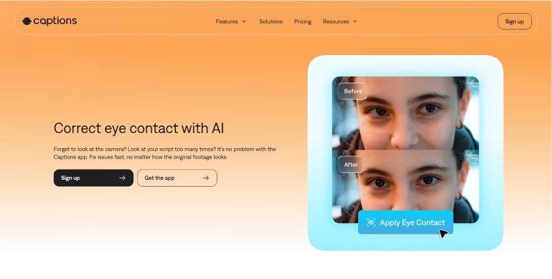 captions ai eye contact on web