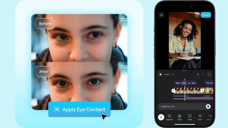 captions ai eye contact correction feature