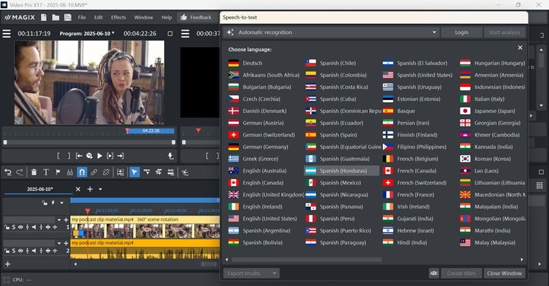 magix video pro speech to text