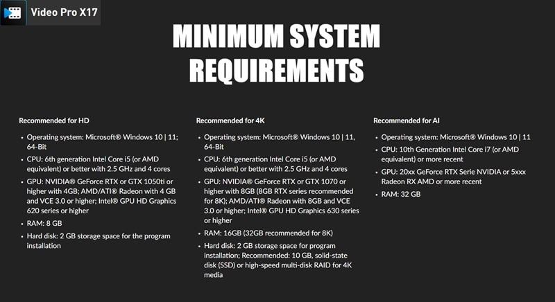 magix video pro system requirements