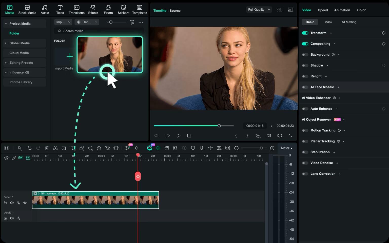 select clip in filmora