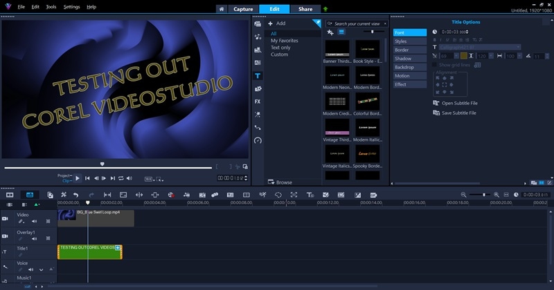 corel videostudio editing timeline