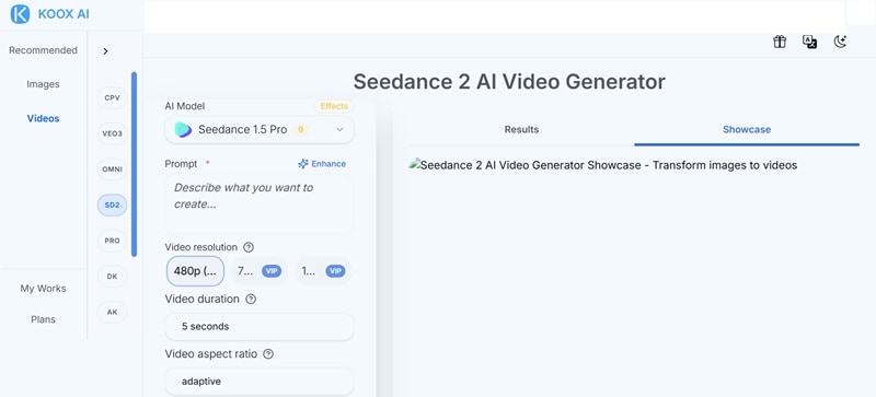 koox ai text to video feature