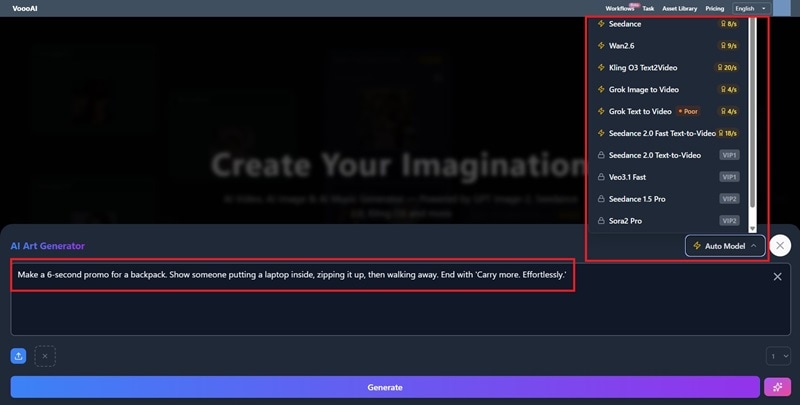 set the prompt and choose ai model