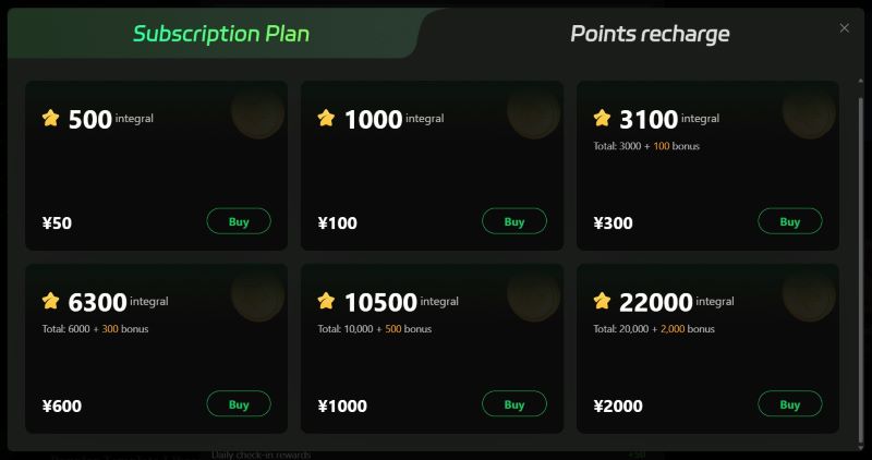 points recharge plans