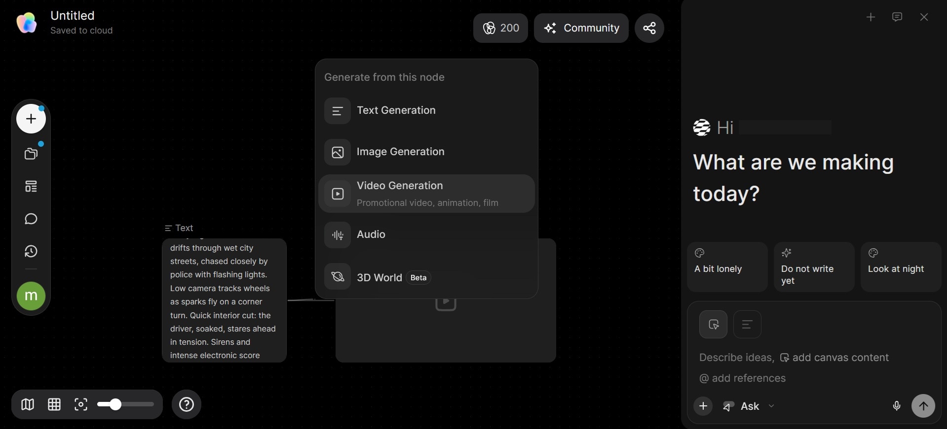 select generation node to connect