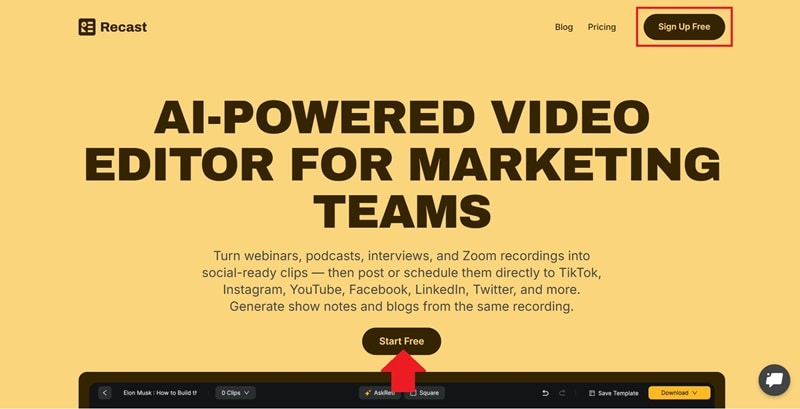 recast studio homepage