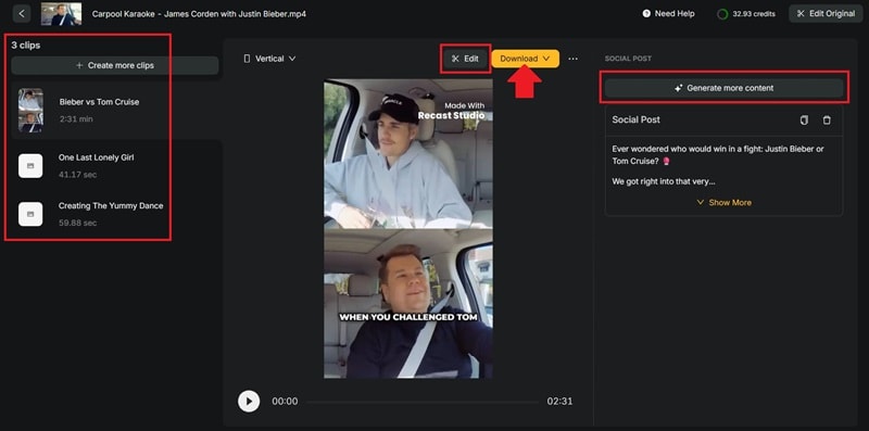 review and download clips