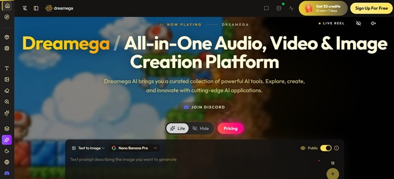 dreamega ai web homepage