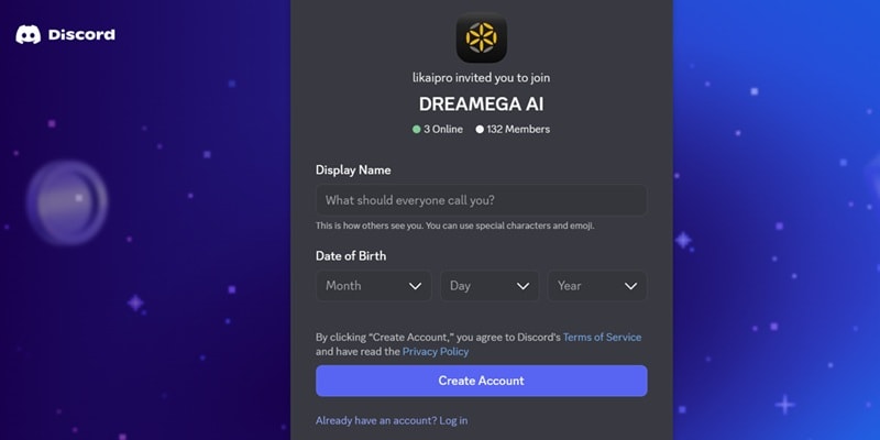 dreamega discord community invitation