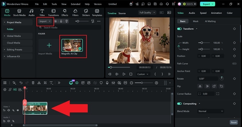 import magnific ai clip to filmora
