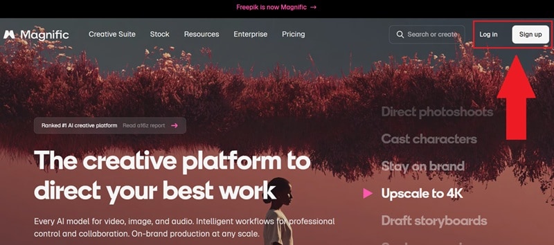 sign in to magnific ai