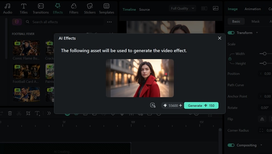 filmora world cup ai video generator