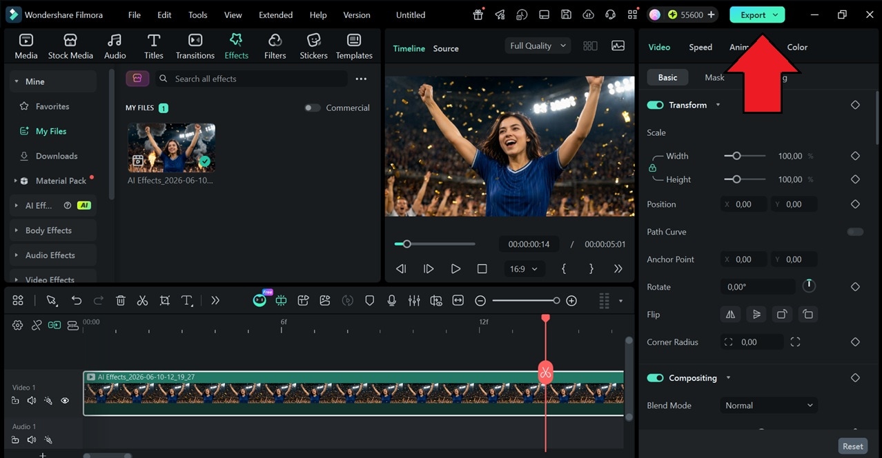 filmora world cup ai video generator