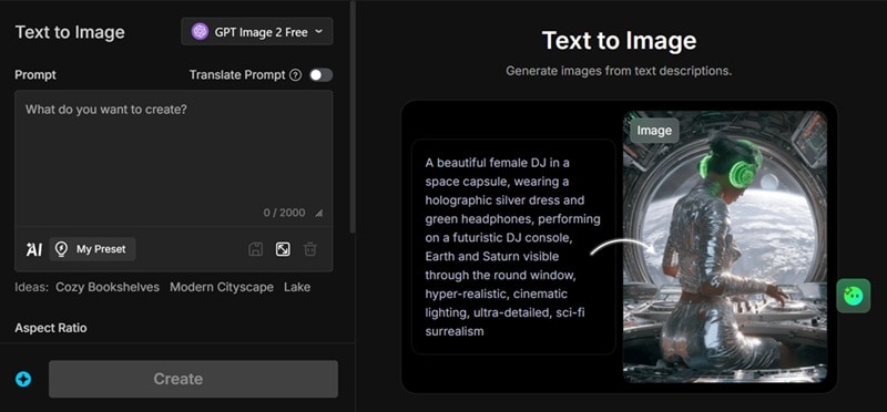 mindvideo ai text to image feature