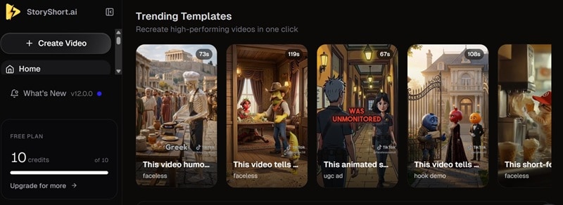 storyshort ai trending templates