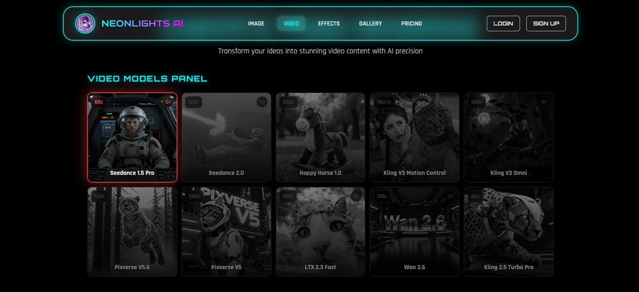 neonlights ai video generator