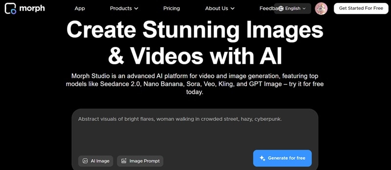 morph studio web homepage
