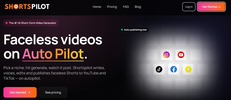 shortspilot ai web homepage