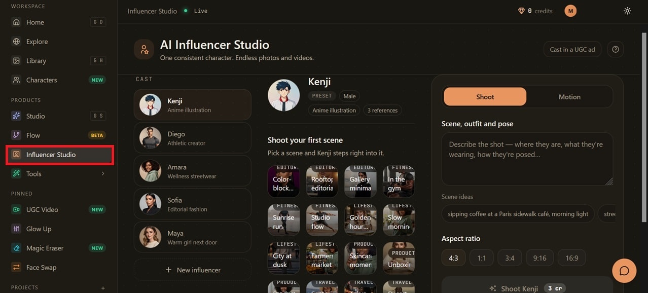 lensgo ai influencer studio