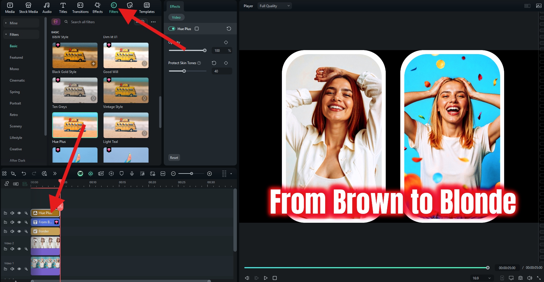 add filters to photos using filmora