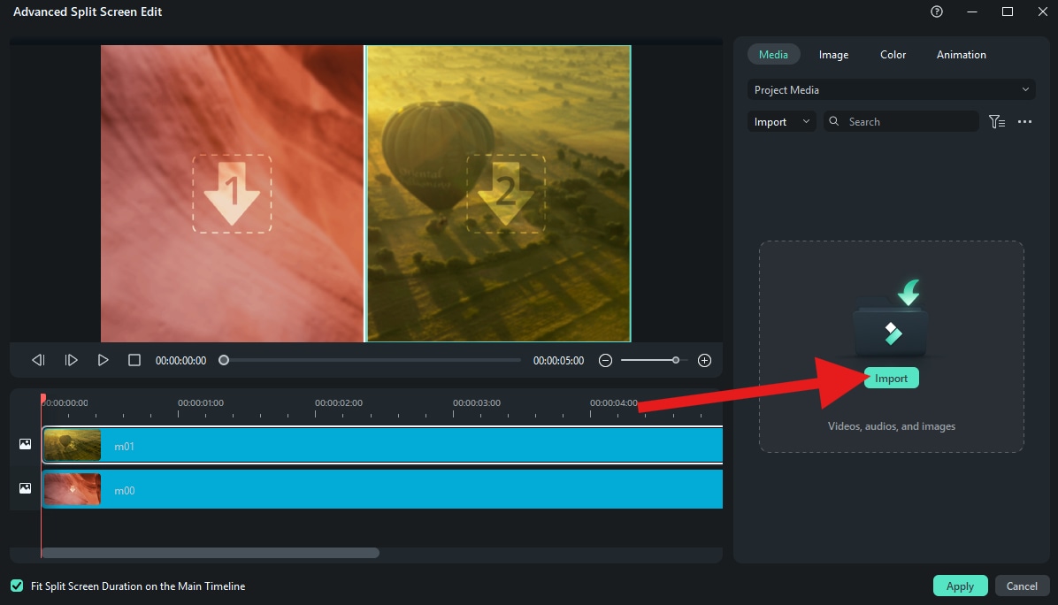 click to import media files template