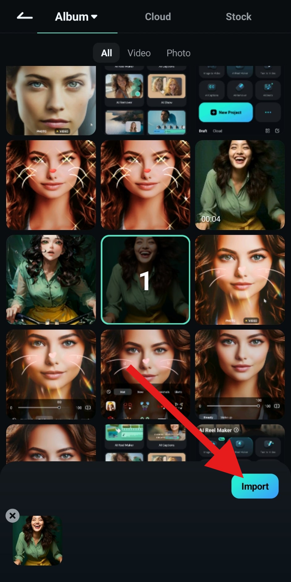 import images to project filmora mobile
