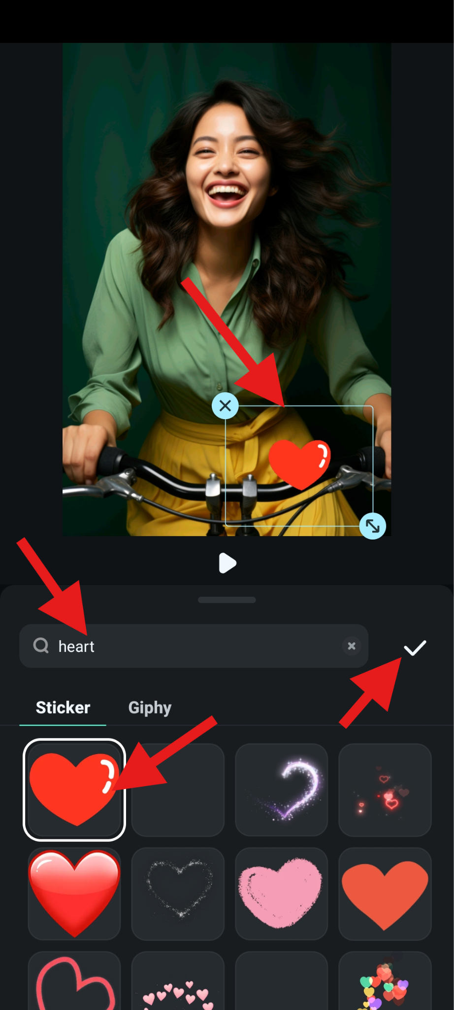 add heart sticker to photo filmora