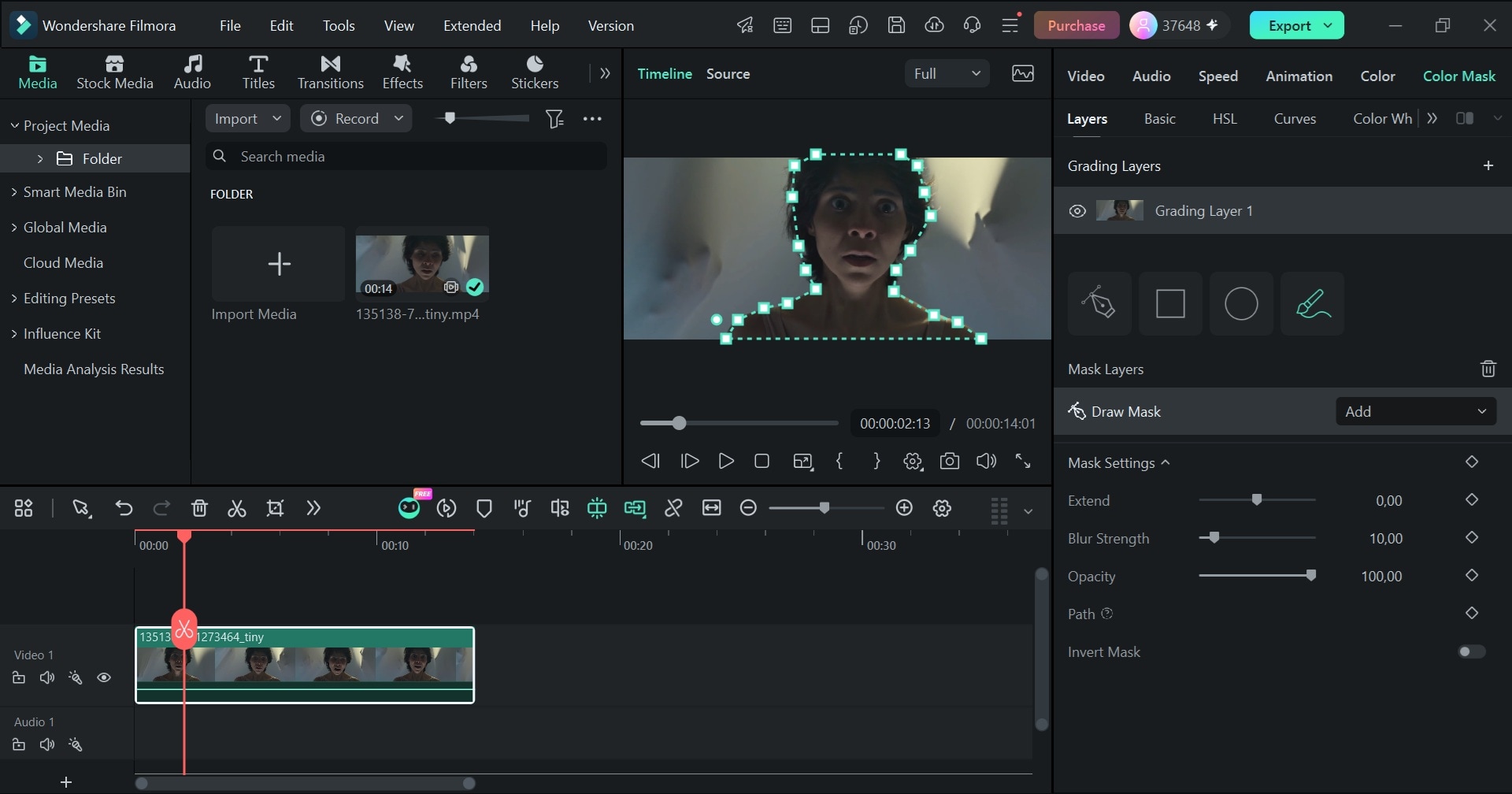 use filmora color mask feature