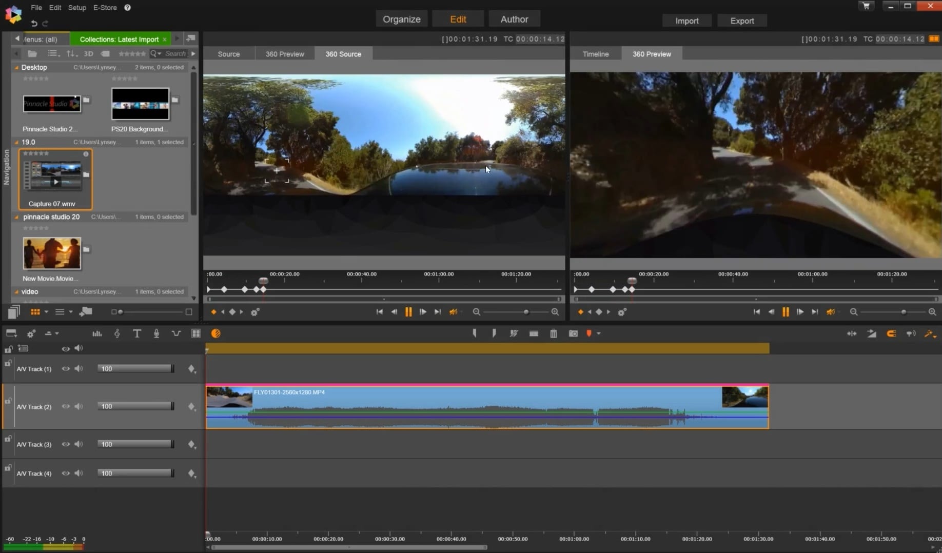 pinnacle studio insta360 editing software