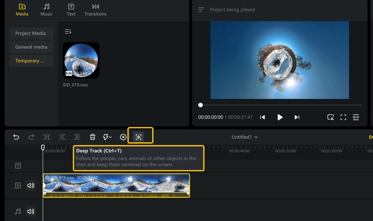 insta360 studio deep track feature