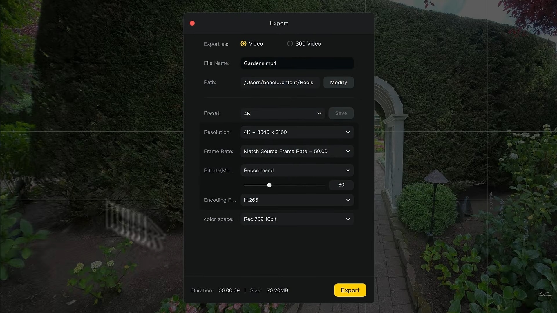 export your footage
