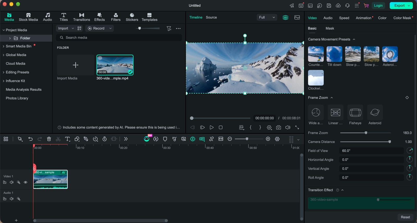 edit 360 footage in filmora