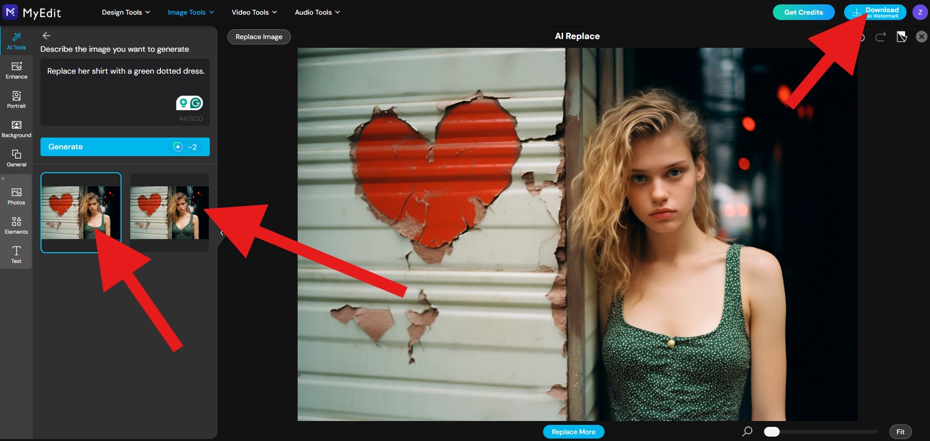 review myedit results and download photos