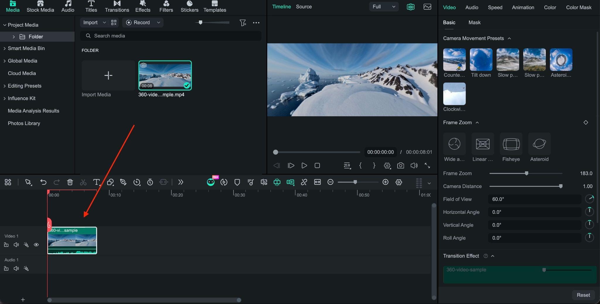 import 360 footage into filmora