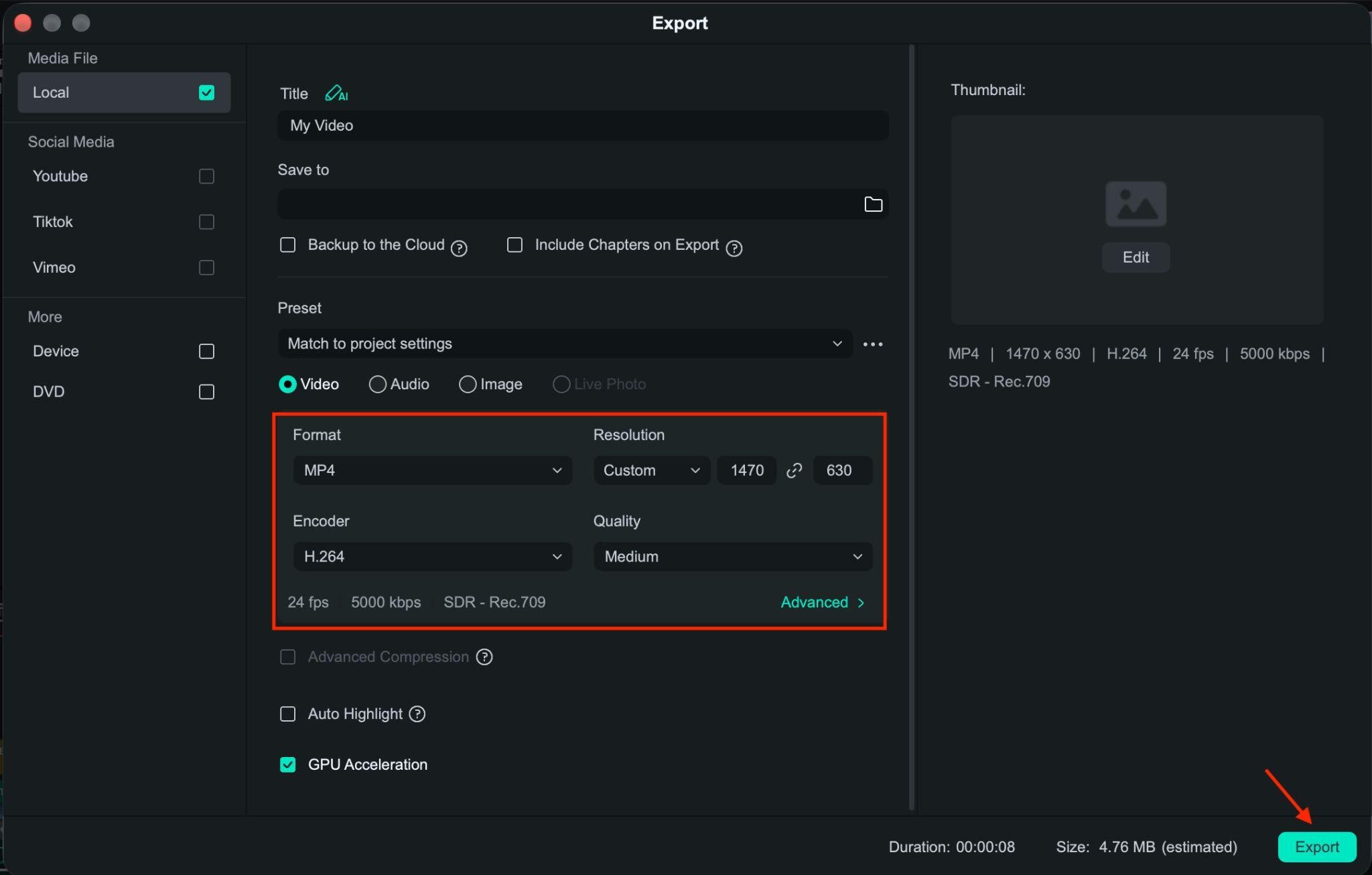 choose your export format