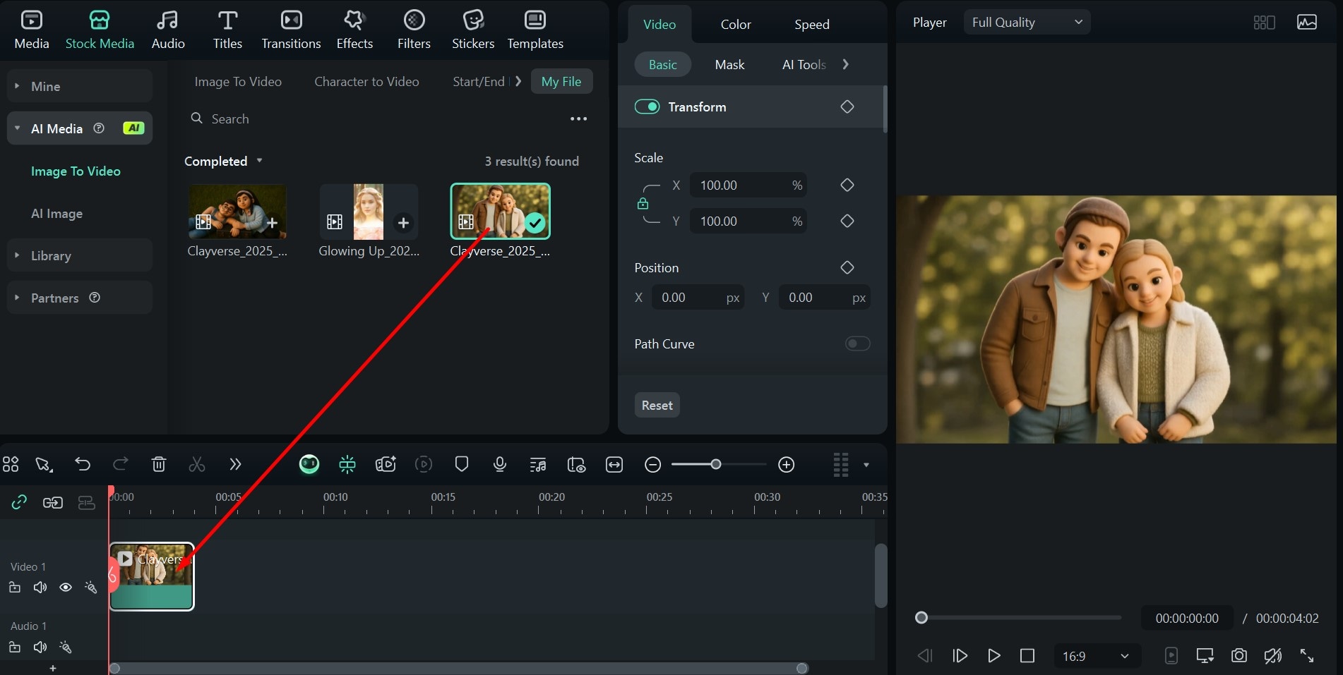 filmora drag video to timeline
