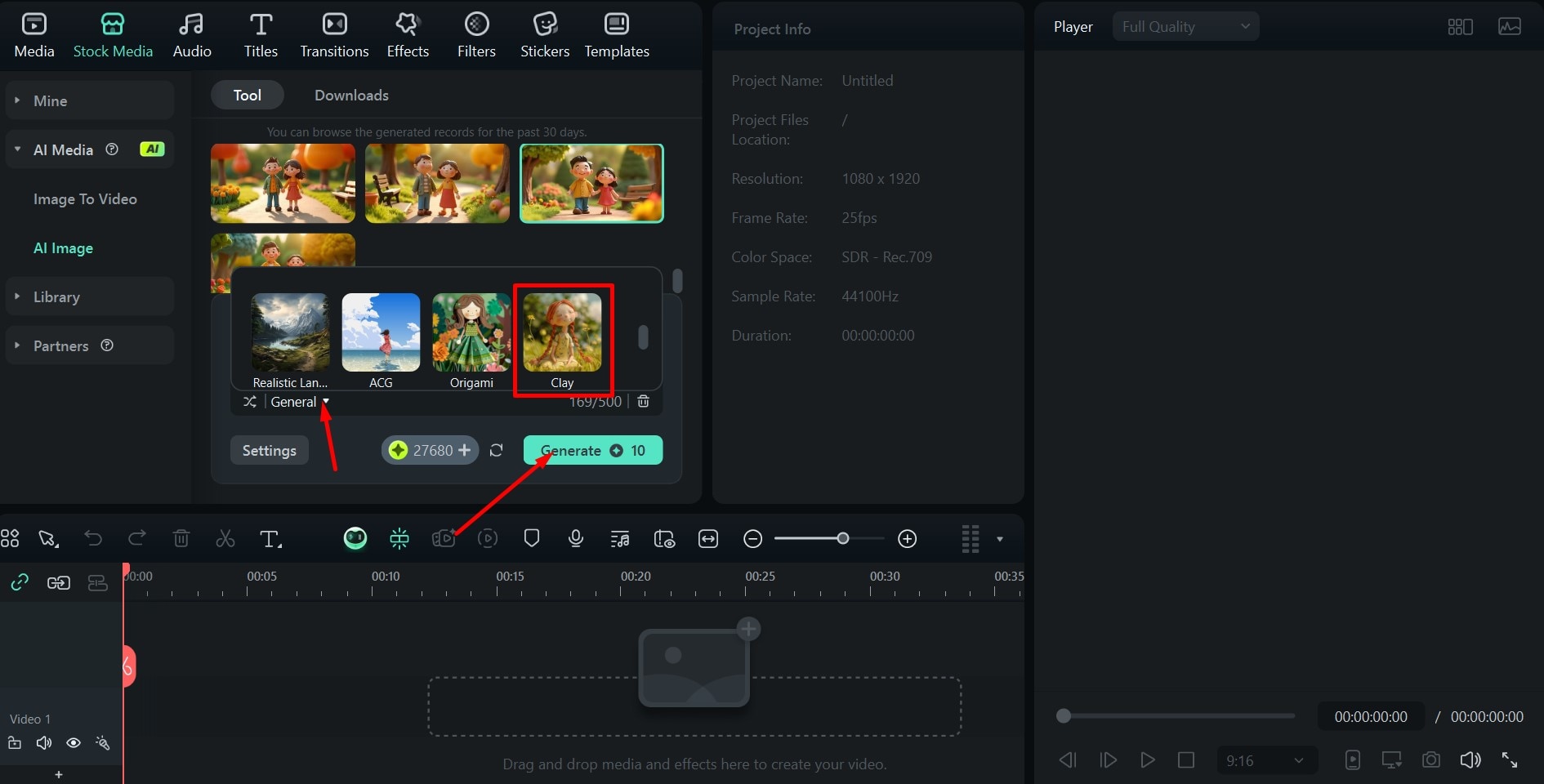 filmora ai image clay